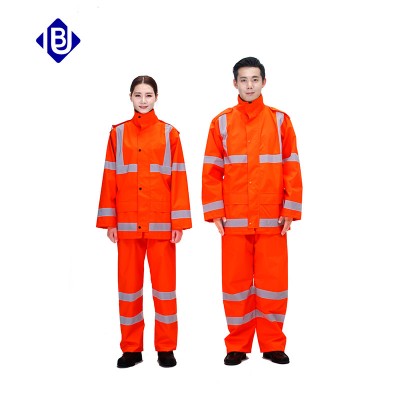 環衛雨衣男女套裝桔紅黃色反光透氣環衛服工作服高品質